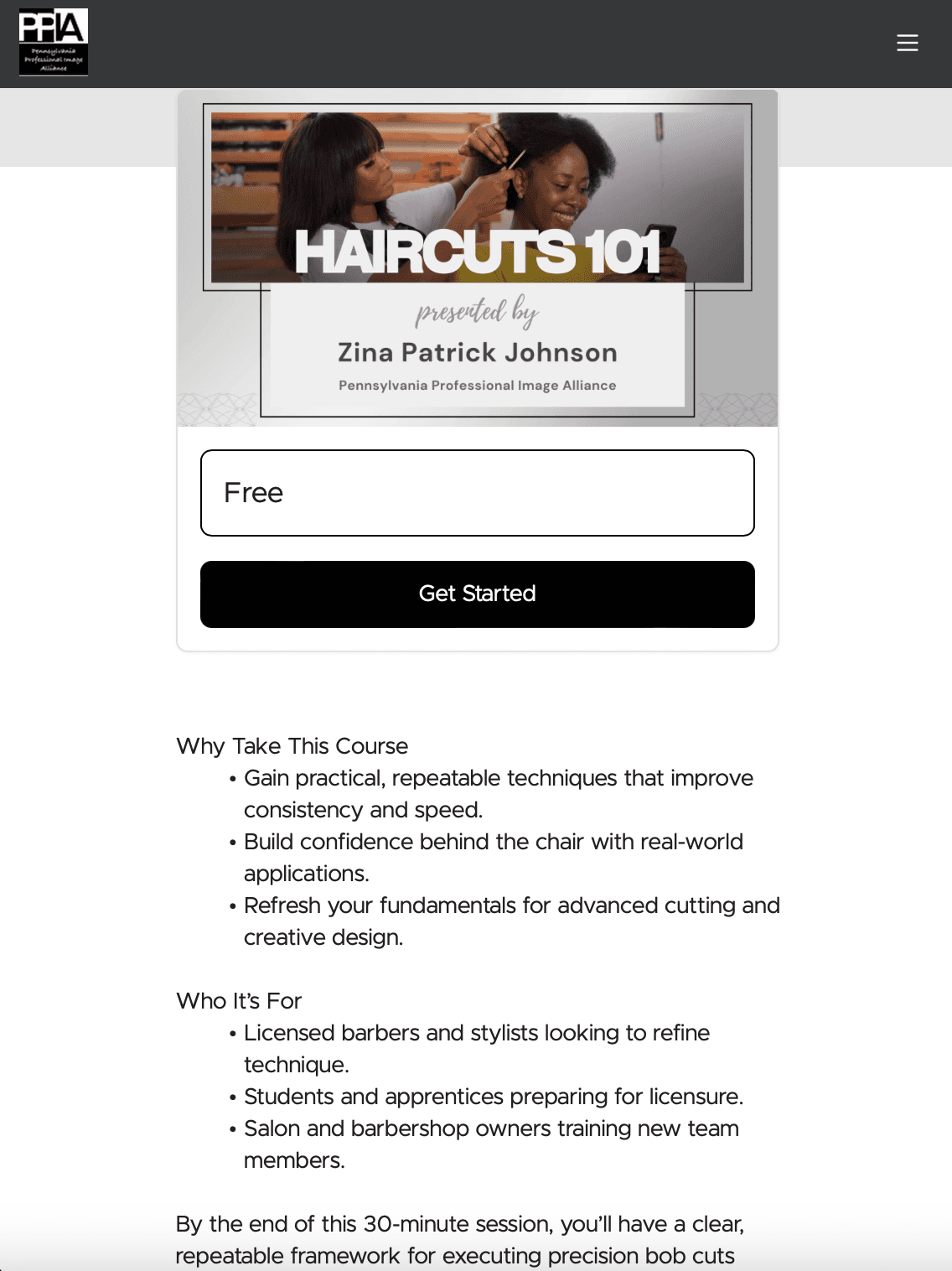 PPIA online learning platform showing course interface and business mastery resources